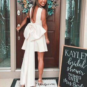 Ivory bridal shower / rehearsal dinner dress with removable bow